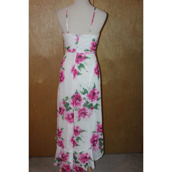 NEW Crystal Doll hi-low cocktail dress juniors size 3 white pink floral ruffle - Picture 5 of 5